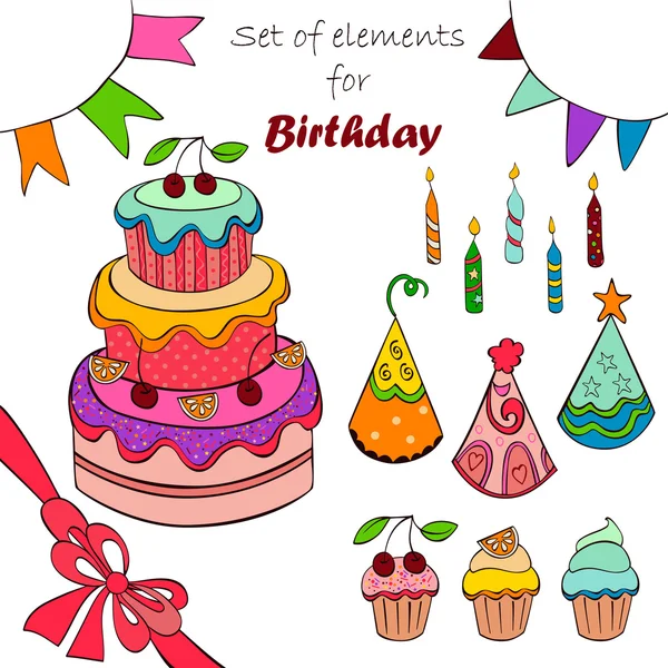 Set of elements for birthday — Stock Vector