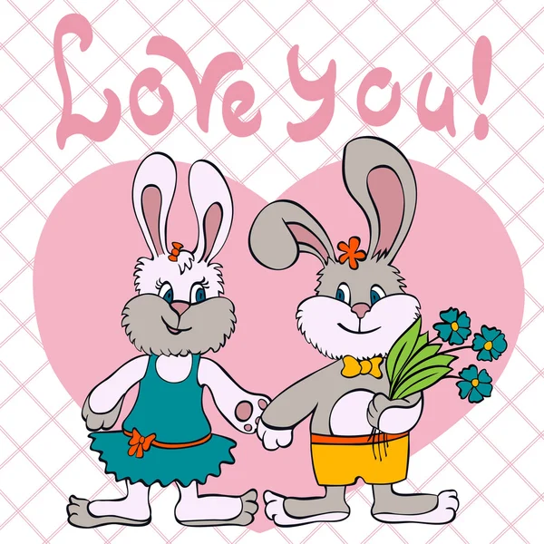 小兔子爱的女孩和男孩 — 图库矢量图片