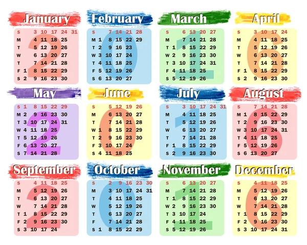 Calendario 2016 sobre un fondo de color — Archivo Imágenes Vectoriales