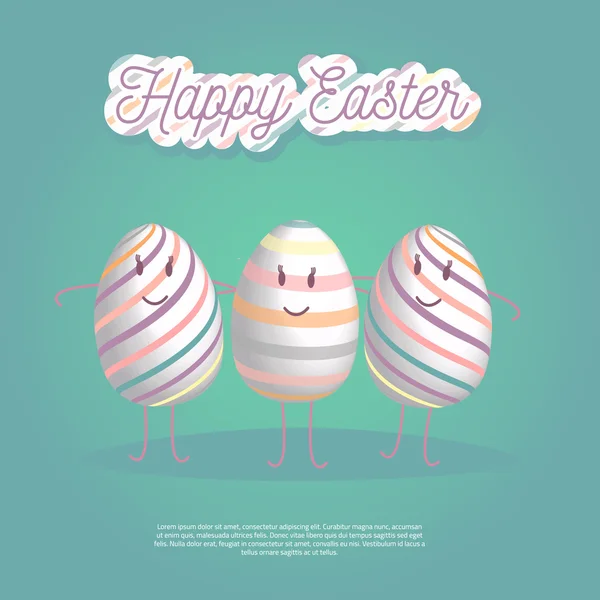 Happy Easter with eggs friends. Vector concept for greeting card. Vector concept for web sites and printed materials in cartoon style. web sites and printed materials in cartoon style. — Stockový vektor