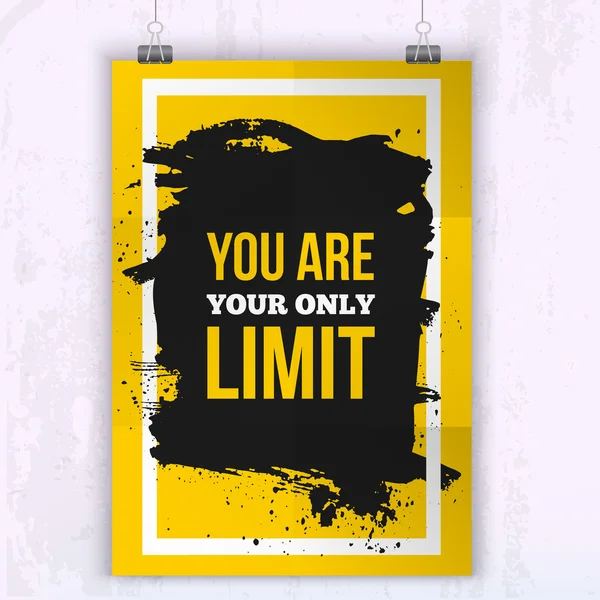 Poster sind Sie Ihr einziges Limit. Motivationsgeschäft Zitat für Ihr Design auf schwarzem Fleck. — Stockvektor