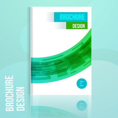 Geometrik soyut şekiller ile vektör broşür tasarım şablonu. İş broşürü tasarımı, el ilanı broşür tasarımı, profesyonel kurumsal broşür tasarım kapağı.