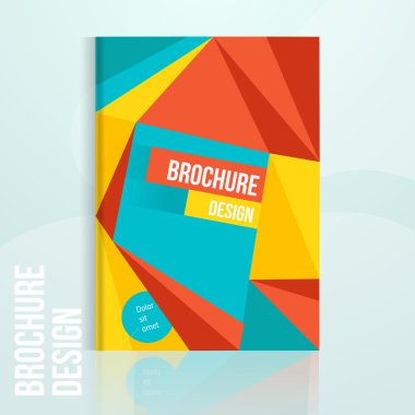 Geometrik soyut şekiller ile vektör broşür tasarım şablonu. İş broşürü tasarımı, el ilanı broşür tasarımı, profesyonel kurumsal broşür tasarım kapağı.