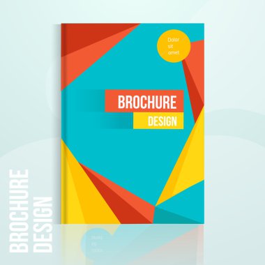 Geometrik soyut şekiller ile vektör broşür tasarım şablonu. İş broşürü tasarımı, el ilanı broşür tasarımı, profesyonel kurumsal broşür tasarım kapağı.
