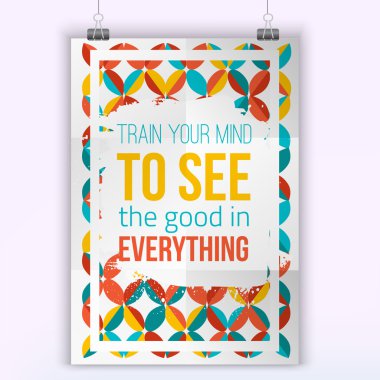 Vektör Alıntı Her şey ilham verici poster goo görmek için zihninizi tren. Hipster alıntı tasarım. Teklif posterleri için alay.
