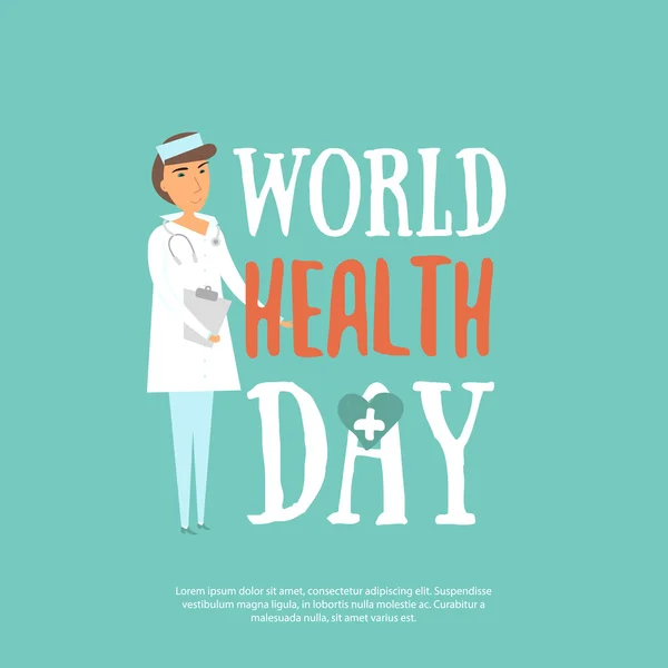 Abstract World Health Day concept met arts en stijlvolle tekst op blauwe achtergrond. Health Day design concept. — Stockvector