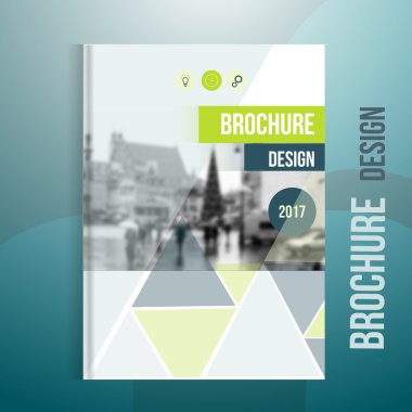 Vektör broşür kapak şablonu mevsimlik şehir manzarası ile. İş broşürü kapak tasarımı, el ilanı broşür kapak, profesyonel kurumsal broşür kapak.