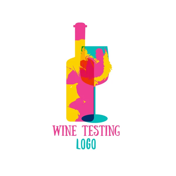 Logo bouteille de vin vecteur avec éclaboussure de couleur. Modèle de conception de logo. Concept pour produits vitivinicoles, vendanges, carte des vins, menu . — Image vectorielle