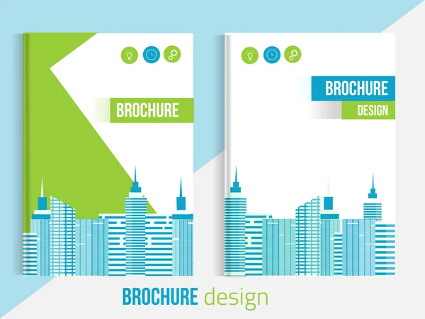 Conjunto de plantillas de portada de folletos vectoriales con paisajes y líneas borrosas de la ciudad. Presentación profesional de negocios. Tamaño A4 Plantilla informe anual. Catálogo limpio  . — Archivo Imágenes Vectoriales