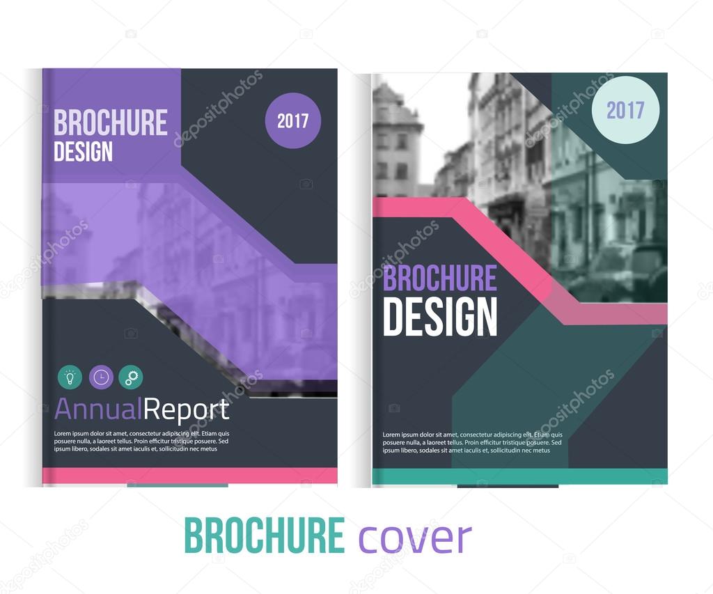 set of vector brochure cover templates with blured city landscape