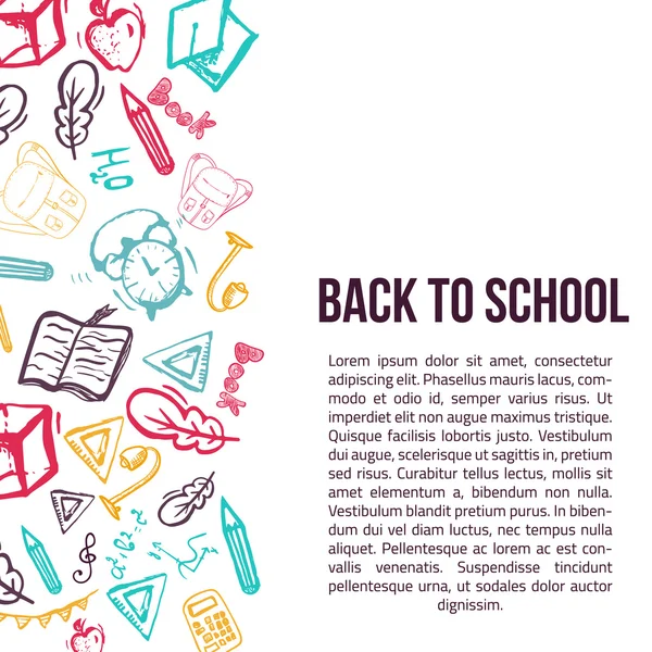 Back to School banner isolated on white background with doodle elements. Vector illustration can be used for greeting cards, clothes. — Stock Vector