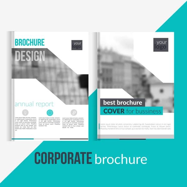 Conjunto de modelos de capa de brochura limpa com paisagem urbana azulada. Design de negócios, folheto, corporativo profissional  . — Vetor de Stock