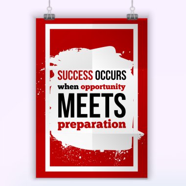 Tipografik motivasyonel ilham verici poster başarı hazırlık karşılamaktadır. Beyaz dokulu arka plan üzerinde iş kavramı.