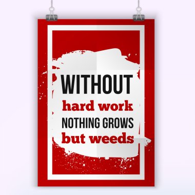 Without hard work nothing grows but weeds Motivation Business Quote design concept poster mock up.