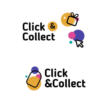 Renkli İşaretçi rozet ikonu. Vektör depolama etiketine tıklayın. Modern e-ticaret