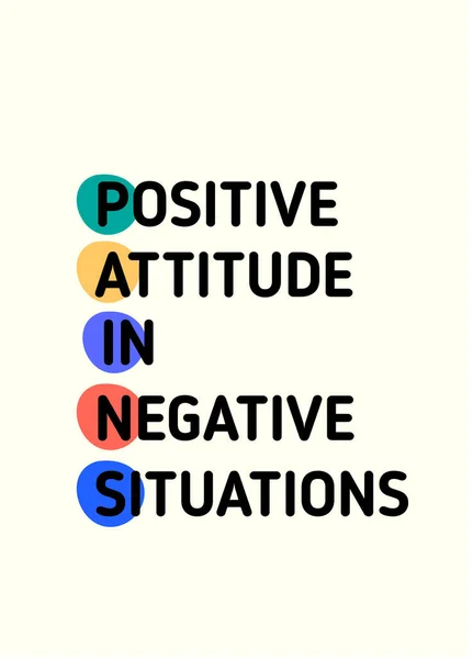 Attitude positive dans la situation négative citation d'affiche de motivation, bannière de comportement de gratitude pour mur — Image vectorielle