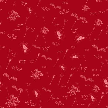 Melek ve yayla vektör seamless Saint Valentine aşk modeli. Eps10.