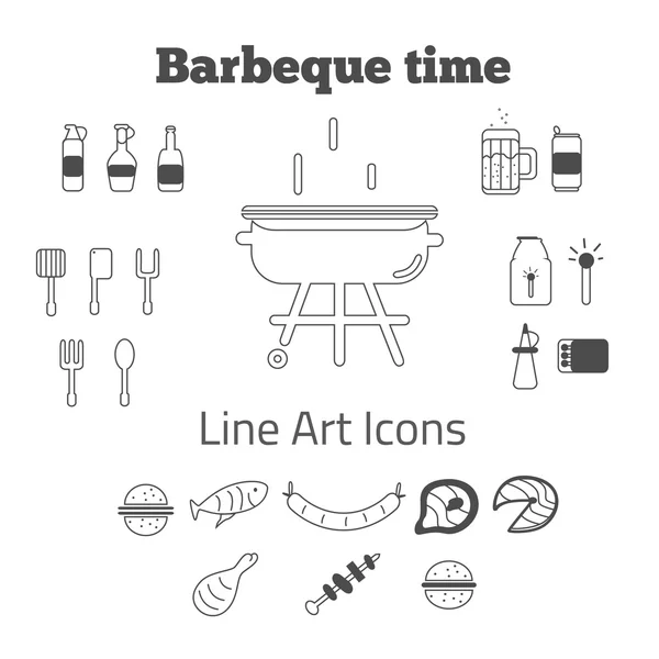 Wektor zestaw linii sztuka barbeque ikony w minimalistycznym stylu. Eps10 — Wektor stockowy