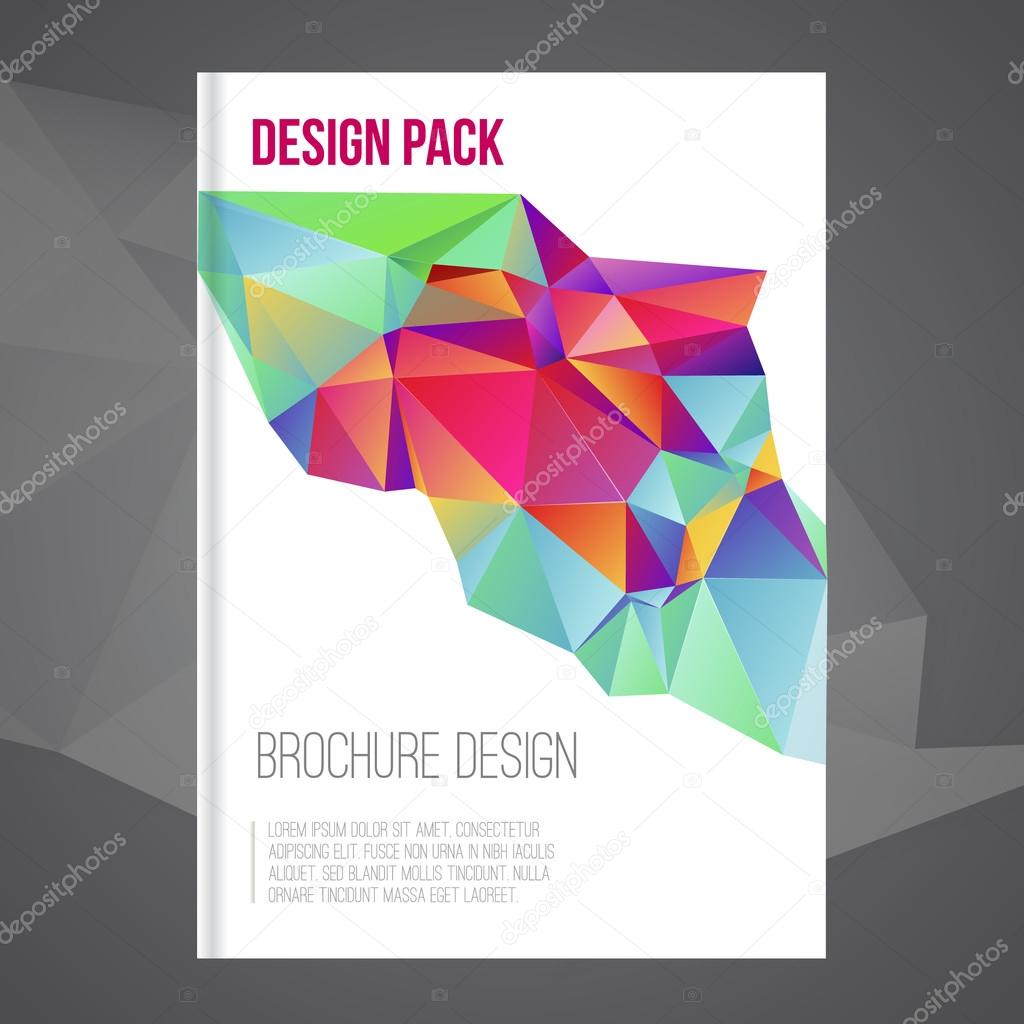Vector brochure cover design template with colorful  abstract geometric shape, triangle background for your business. EPS10