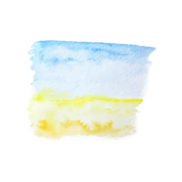 Mavi gökyüzü ve sarı kum ile suluboya yaz arka plan. — Stok fotoğraf