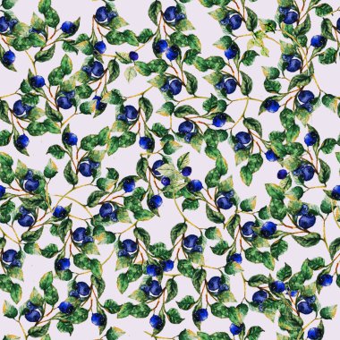 Doğal organik orman yaban mersini Dikişsiz desen illüstrasyon koyu arka plan üzerinde. Kartı, web tasarım arka plan, kitap kapağı için yaratıcı tasarım.