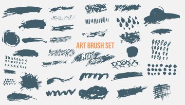 Vektör büyük siyah mürekkep fırça darbeleri ayarlayın. Grunge lekeleri. Logo, afiş ve başlıkları için sanatsal zemin.