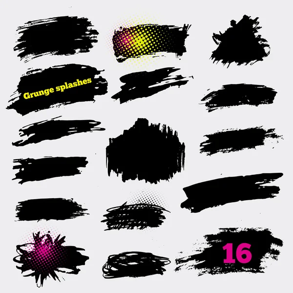 Set of Black ink vector stain brushes for your design. Creative design for card, web design background, book cover.EPS10 — Wektor stockowy
