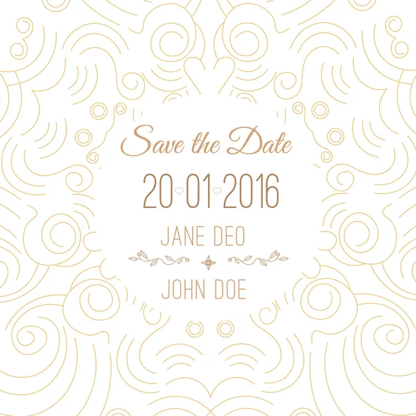 Vector save the date card template - wedding invitation in trendy linear style. — Stockový vektor