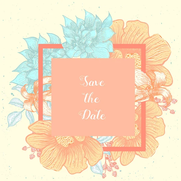 Vector floral redondo marco vintage fondo con flores. Se puede utilizar para bodas, baby shower, día de la madre, día de San Valentín, tarjetas de cumpleaños, invitaciones. Banderas florales . — Vector de stock