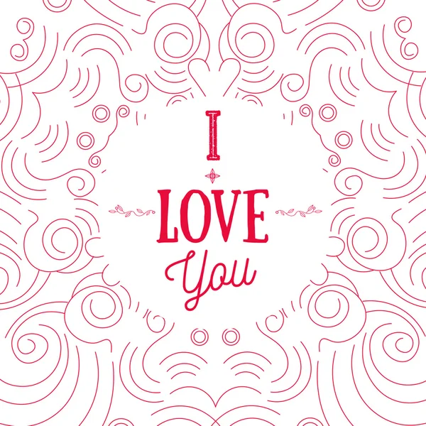 Vector modern shape Valentine greeting card with words I Love You. Can be used for banners, promo materials. — 图库矢量图片