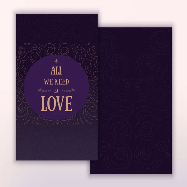 Vector modern shape Valentine banner with words All we need is Love on dark backround. Can be used for banners, promo materials. — Stock Vector