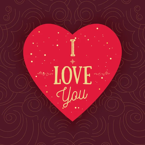 Vector modern shape heart with words I Love You on golden dotted backround. Can be used for banners, promo materials. — ストックベクタ