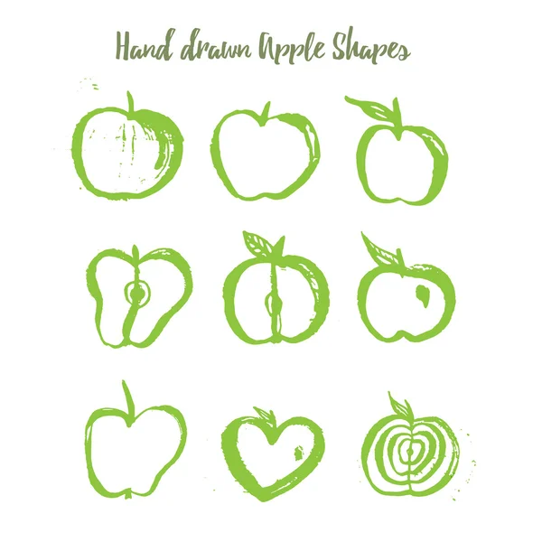 Grön Apple-logotyp i grunge-stil isolerad på vit bakgrund. — Stock vektor