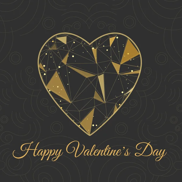 Corazón símbolo forma con triángulos dorados sobre fondo blanco . — Archivo Imágenes Vectoriales