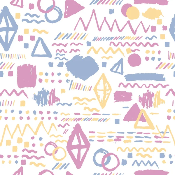 Seamless geometric hand drawn pattern in retro style, memphis. Can be used for fabric design, paper print and website backdrop, sportswear. EPS10 — Wektor stockowy