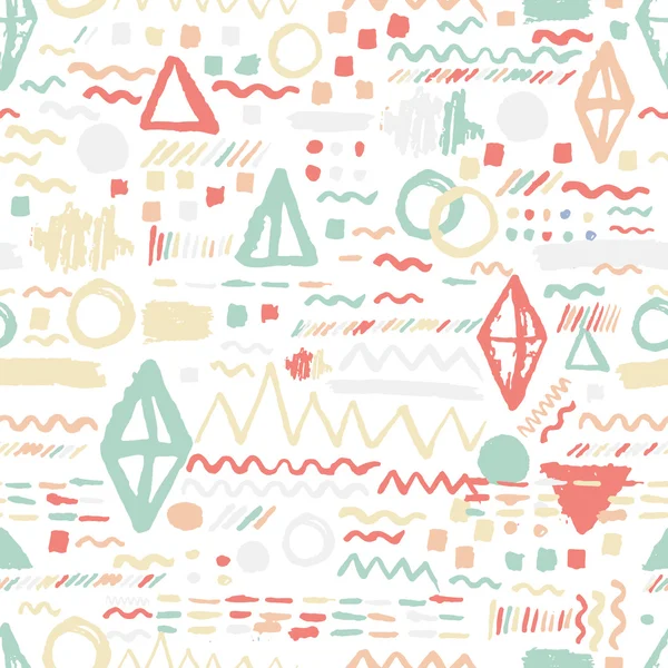 Seamless geometric hand drawn pattern in retro style, memphis. Can be used for fabric design, paper print and website backdrop, sportswear. EPS10 — Stok Vektör