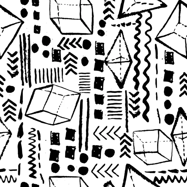 Seamless geometric hand drawn pattern in retro style, memphis. Can be used for fabric design, paper print and website backdrop, sportswear. EPS10 — Wektor stockowy