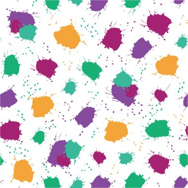 Vector White with Bright Colorful Paint Splats seamless pattern background clipart