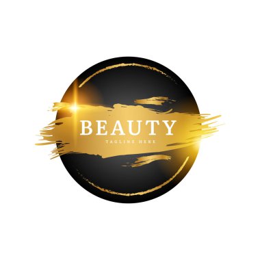 Güzellik rozeti moda logosu. Güzellik, moda ve saç stiliyle ilgili zarif bir logo.