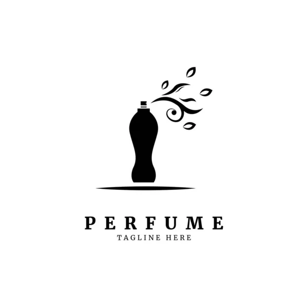 Clásico Frasco Perfume Logo Floral Design Concept — Vector de stock
