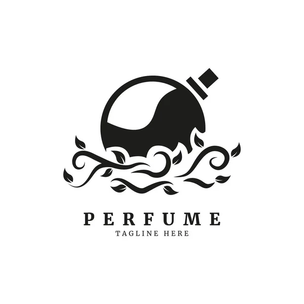 Clásico Frasco Perfume Logo Floral Design Concept — Vector de stock