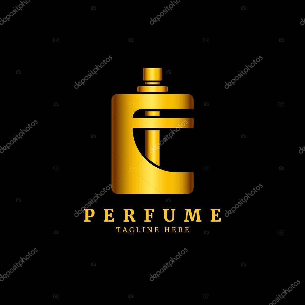 Intial E letter with perfume abstract Logo . Luxury perfume E logo design concept
