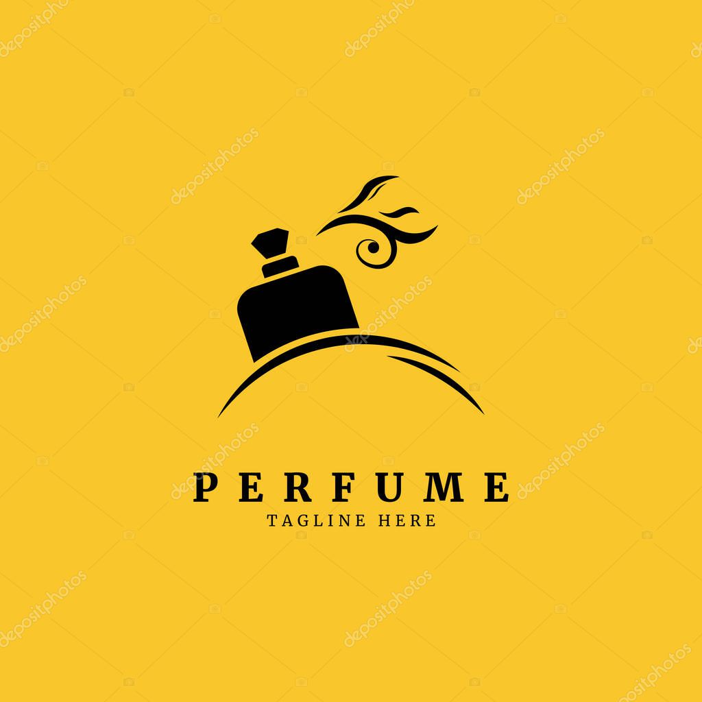 A classical bottle of perfume logo.floral design concept.