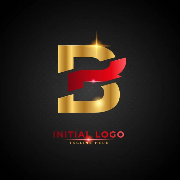 Logosu Kırmızı Altın Renkli Ilk Harf Lüks Logo Tasarımı Konsepti — Stok Vektör