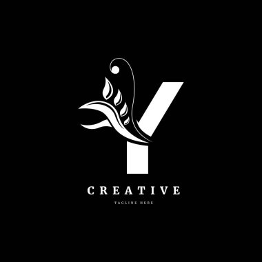 Yaprak logosu konsept elementli Y harfi. Y harfli monogram, şirket ve iş için uygun organik yaprak