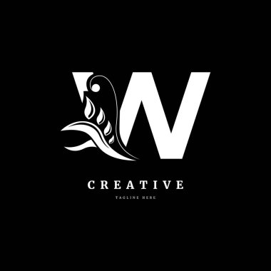 Yaprak logosu konsept elementli ilk harf W. Şirket ve iş için uygun organik yaprak içeren W harfi.
