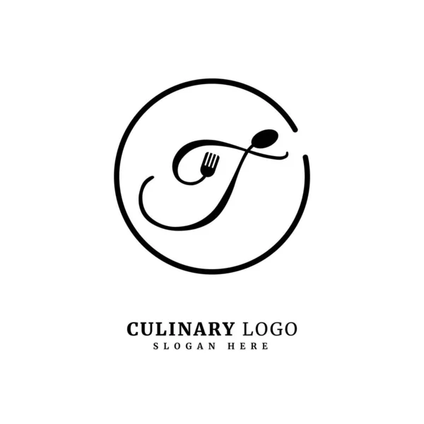 Initial Letter Spoon Fork Restaurant Concept Letter Logo Fit Company — Stock Vector