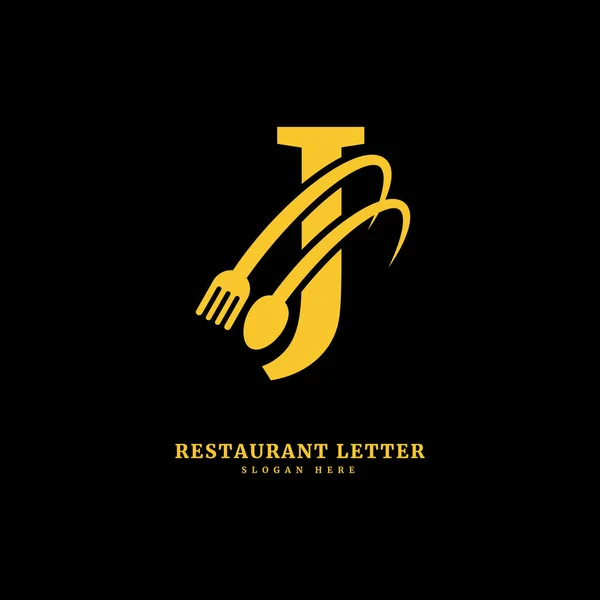 Initial Letter Spoon Fork Restaurant Concept Letter Logo Fit Company — Stock Vector