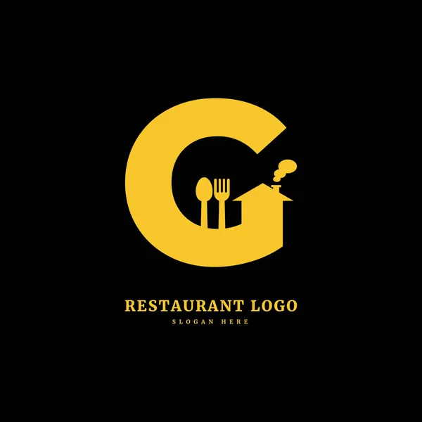 Letra Inicial Con Cuchara Tenedor Para Concepto Restaurante Logotipo Letra — Vector de stock