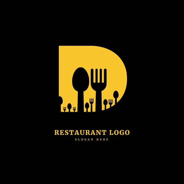 Letra Inicial Con Cuchara Tenedor Para Concepto Restaurante Logotipo Letra — Vector de stock